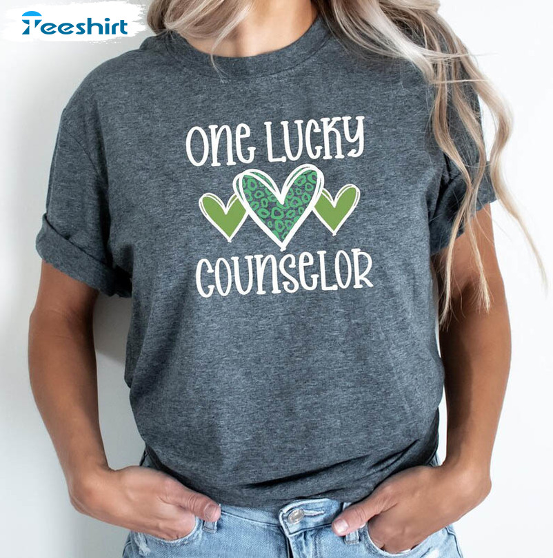 School Counselor St Patricks Day Shirt, One Lucky Counselor Long Sleeve Tee Tops