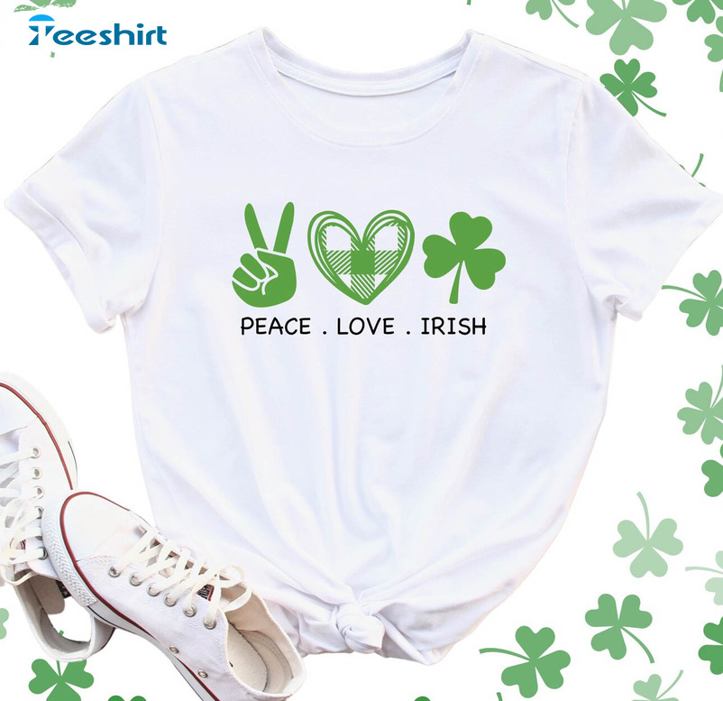 Peace Love Irish Cute Shirt, Funny Nurse Shamrock Unisex Hoodie Sweater