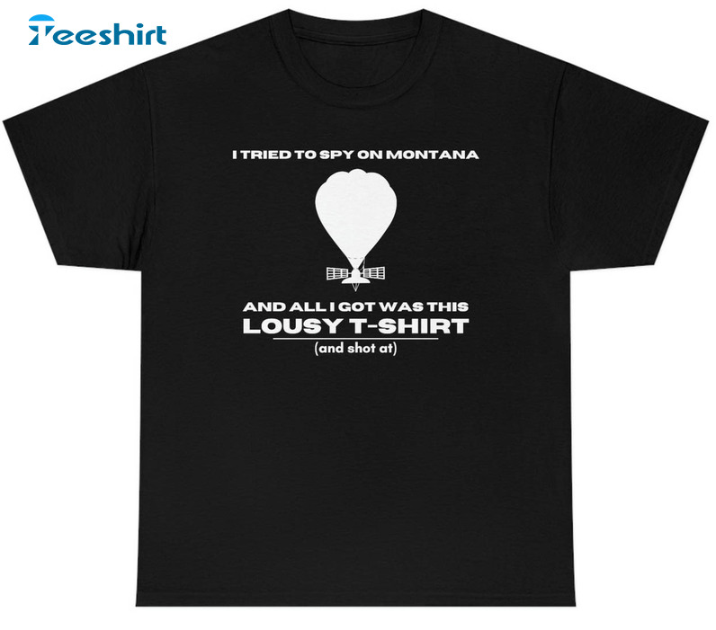 Chinese Spy Balloon Novelty Shirt, Trendy Unisex T-shirt Long Sleeve