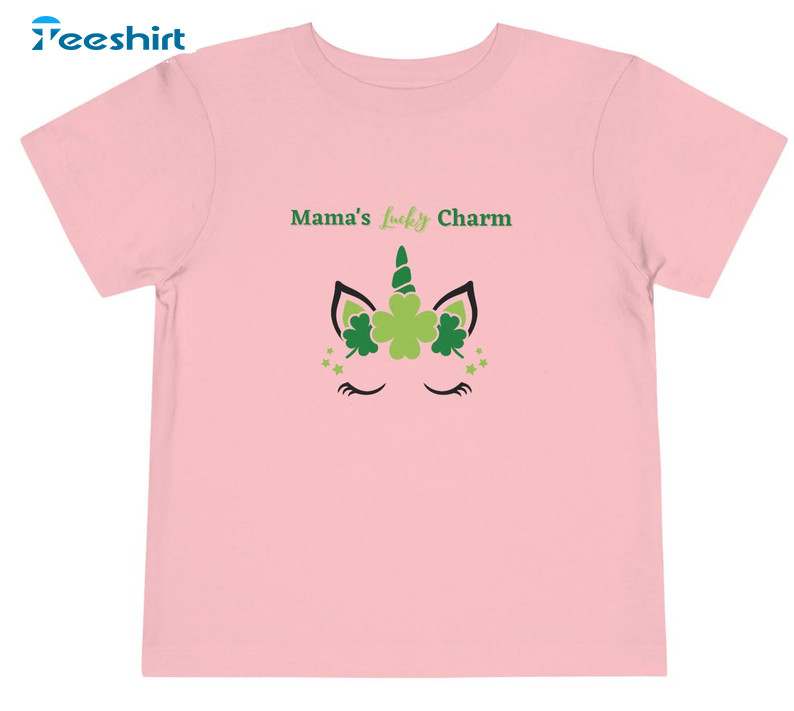 St Patricks Day Mama's Lucky Charm Shirt, Unicorn Cute Long Sleeve Tee Tops