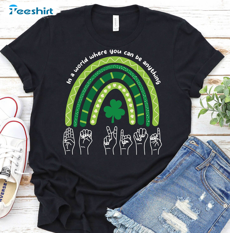 St Patricks Day Asl Shirt, Sign Language Saint Patricks Day Tee Tops Long Sleeve