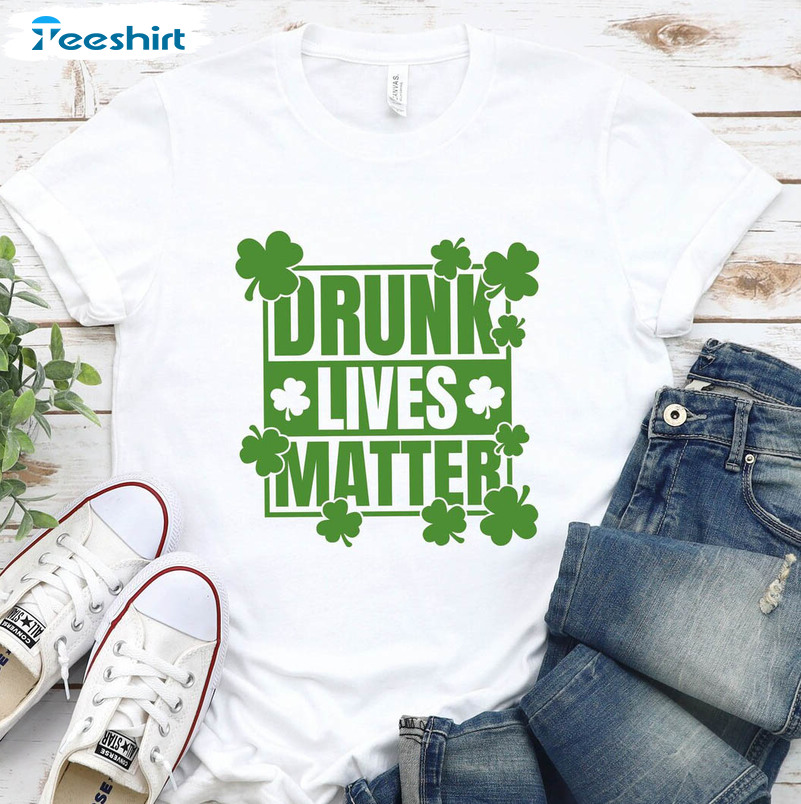 Drunk Lives Matter Vintage Shirt, Green Beer St Patricks Day Unisex Hoodie Short Sleeve