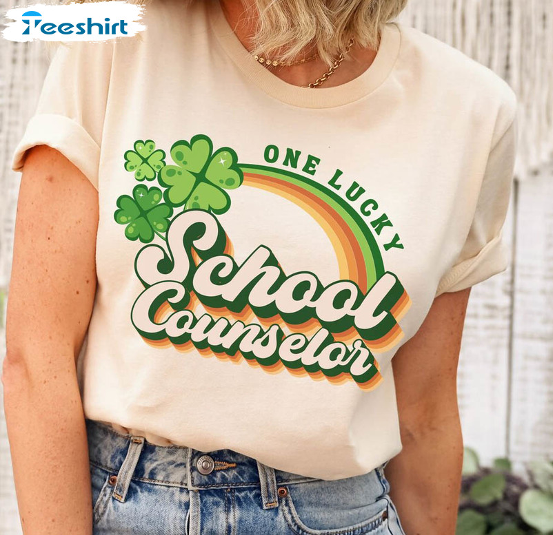 Retro One Lucky School Counselor Shirt, St Patricks Day Tee Tops Unisex T-shirt