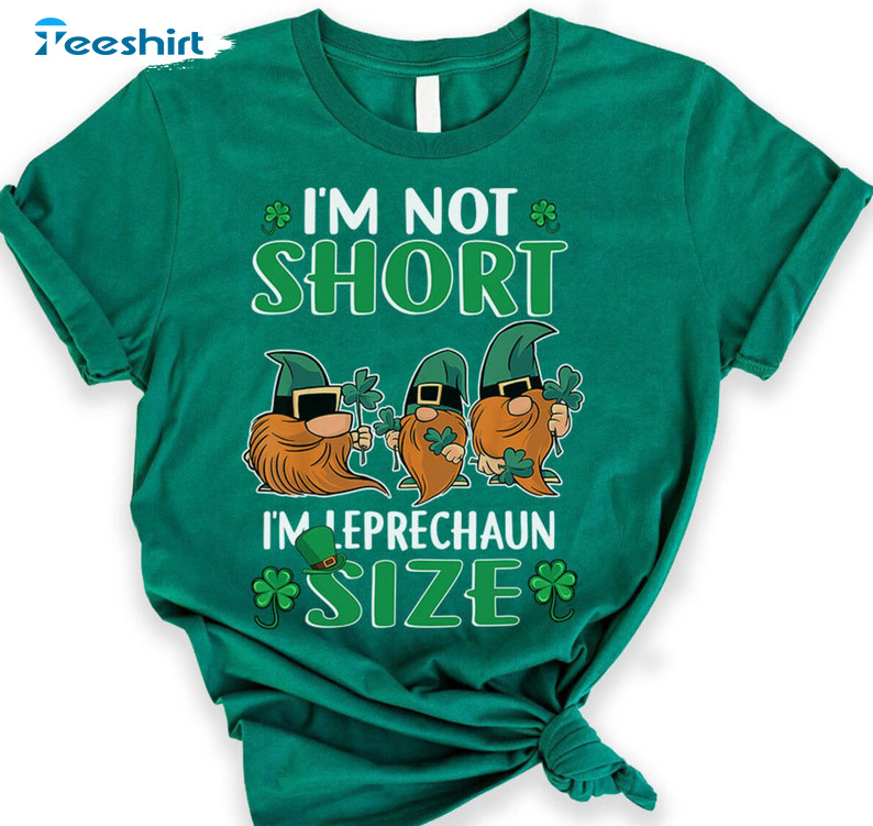 I'm Not Short I'm Leprechaun Size Funny Shirt, St Patricks Day Unisex Hoodie Long Sleeve