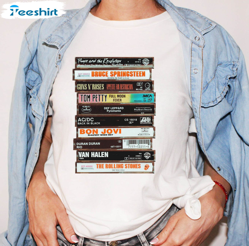 Vintage Band Cassette Tapes Shirt, Trending Old School Bands Long Sleeve Crewneck