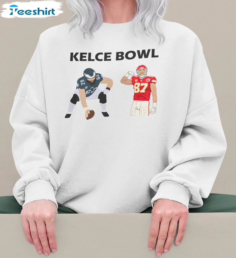 Travis Kelce Vs Jason Kelce Shirt, Trendy Kelce Bowl Super Bowl Crewneck Short Sleeve