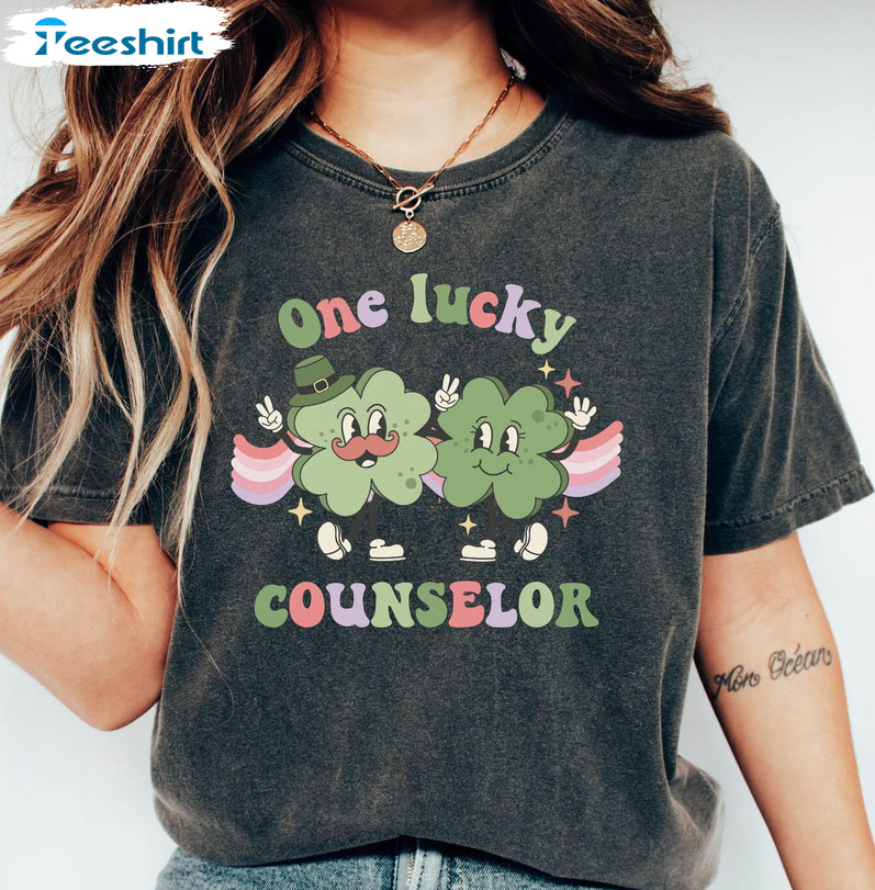 St Patricks Day Shirt, School Counseling Lucky Unisex T-shirt Long Sleeve