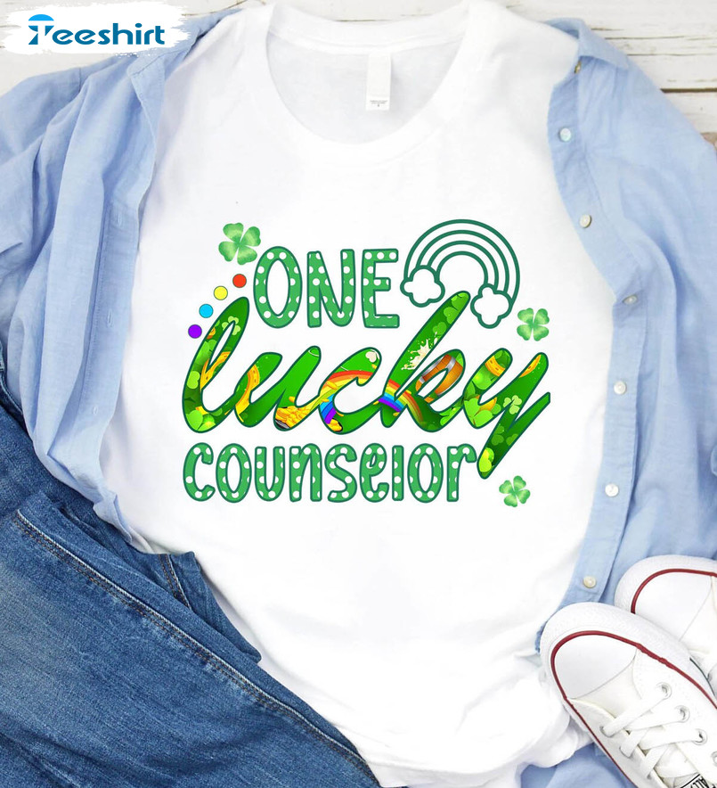 One Lucky Counselor St Patricks Day Shirt, Irish Counselor Short Sleeve Tee Tops