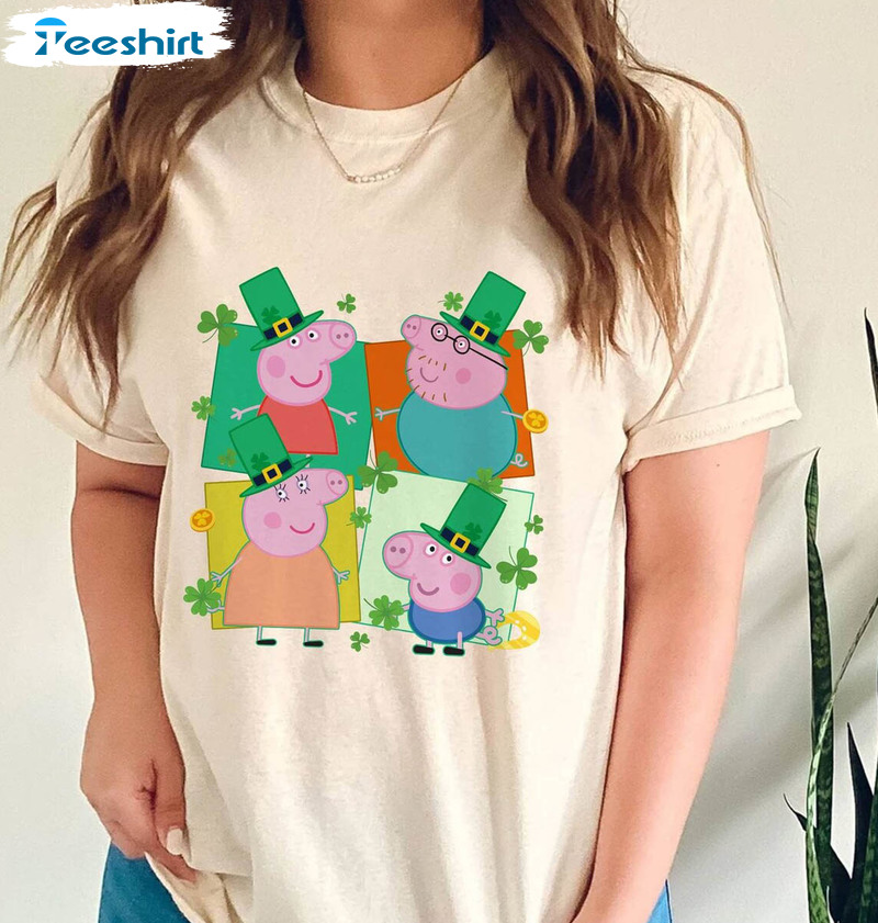 Peppa Pig St Patricks Day Shirt, Peppa Pig Family Irish Sweatshirt Short Sleeve