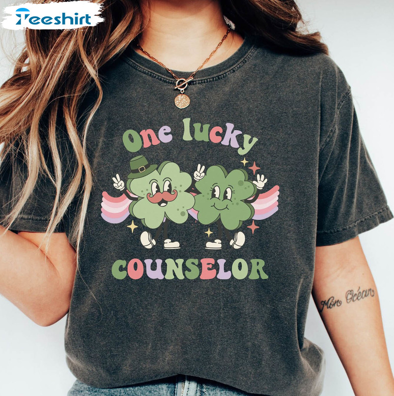 One Lucky School Counselor Shirt, Saint Patricks Day Unisex T-shirt Long Sleeve