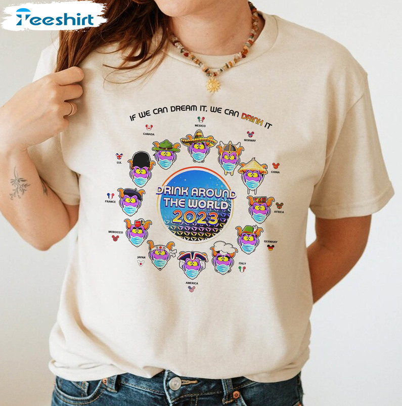 Disney Drinking Around The World Shirt, Figment Drinking Team Short Sleeve Tee Tops