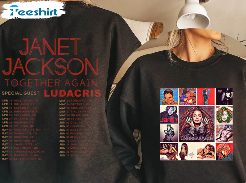 Janet Jackson Together Again Tour 2023 Shirt, Trendy Janet Tour 2023 Crewneck Unisex T-shirt