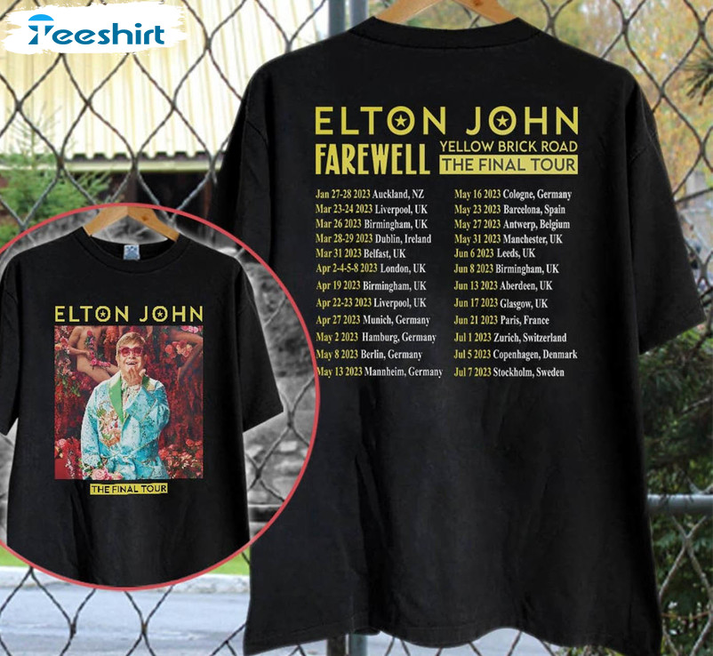 Elton John Tour Dates 2023 Shirt, Trendy Farewell World Tour Sweater Crewneck