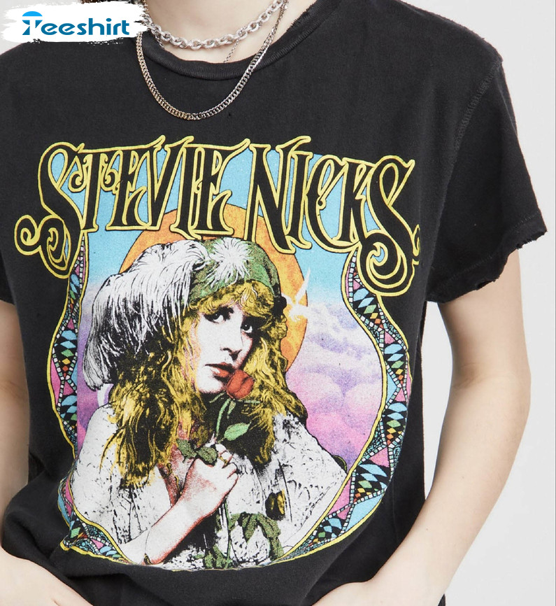 Stevie Nicks Shirt, Vintage Fleetwood Mac Rock Band Crewneck Short Sleeve