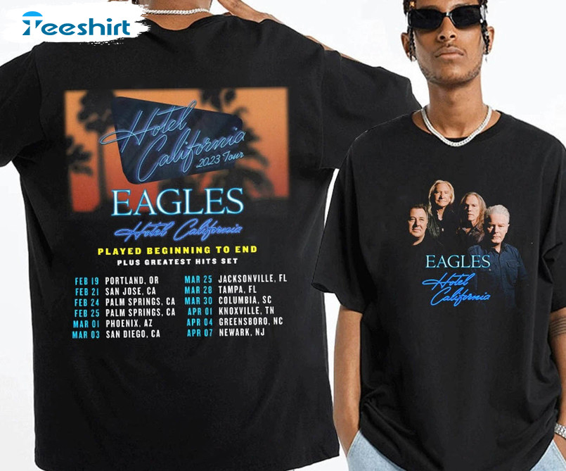 Eagles Hotel California Tour Shirt, Eagles 2023 Tour Crewneck Unisex Hoodie