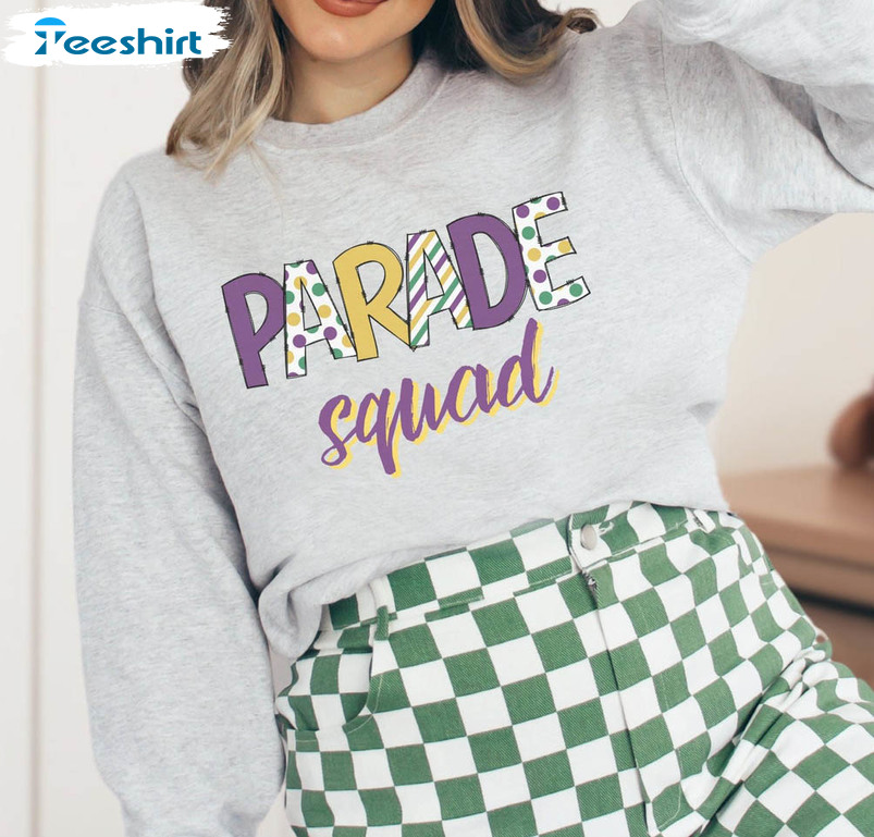 Parade Squad Mardi Gras Trendy Shirt, New Orleans Parade Krewe Long Sleeve Tee Tops