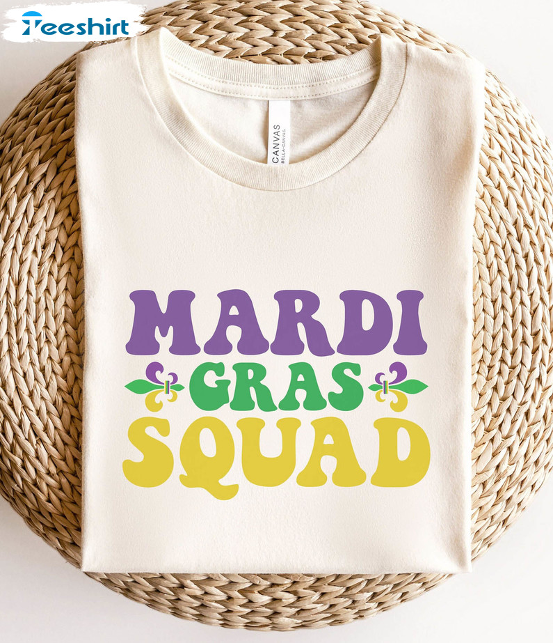 Retro Mardi Gras Squad Shirt, Matching Fat Tuesday Long Sleeve Unisex Hoodie