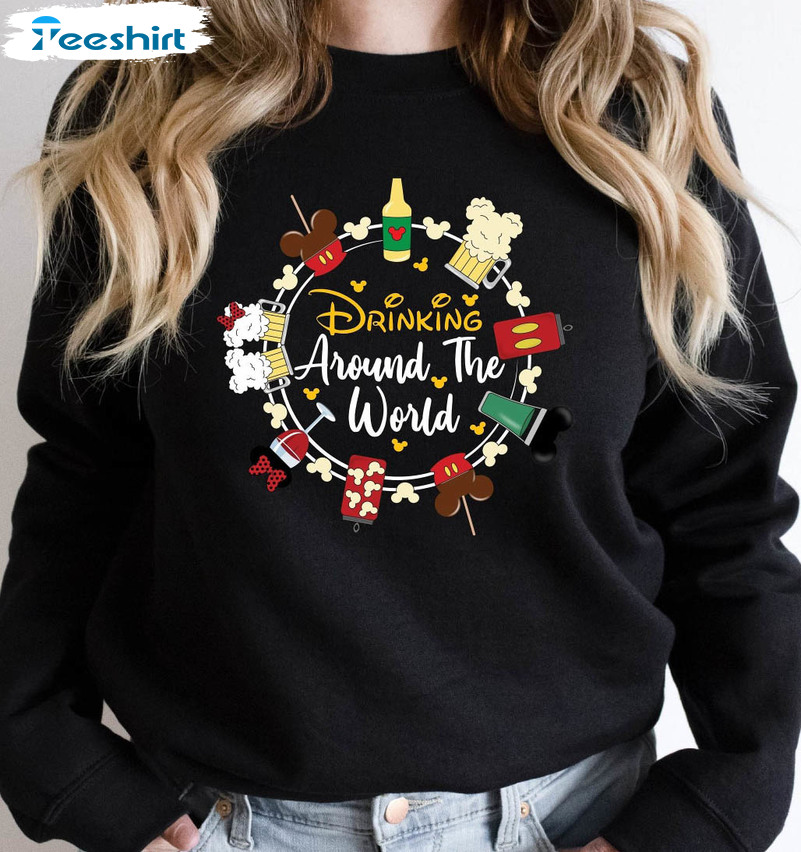 Drinking Around The World Sweatshirt, Disney Drinking Unisex T-shirt Long Sleeve