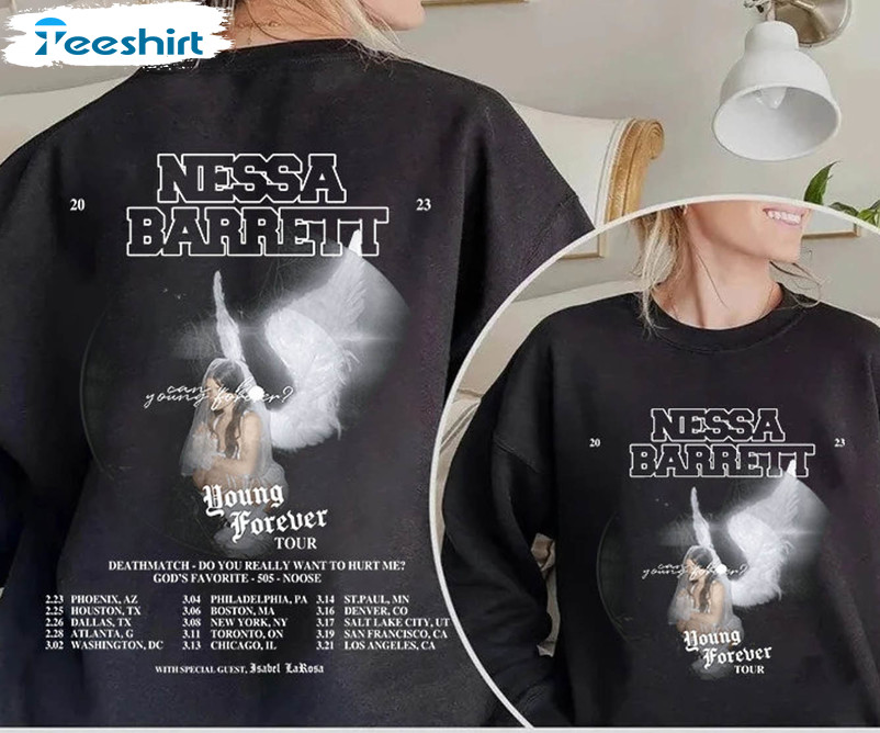 Nessa Barrett Young Forever Shirt, Trendy Nessa Barrett 2023 Short Sleeve Crewneck