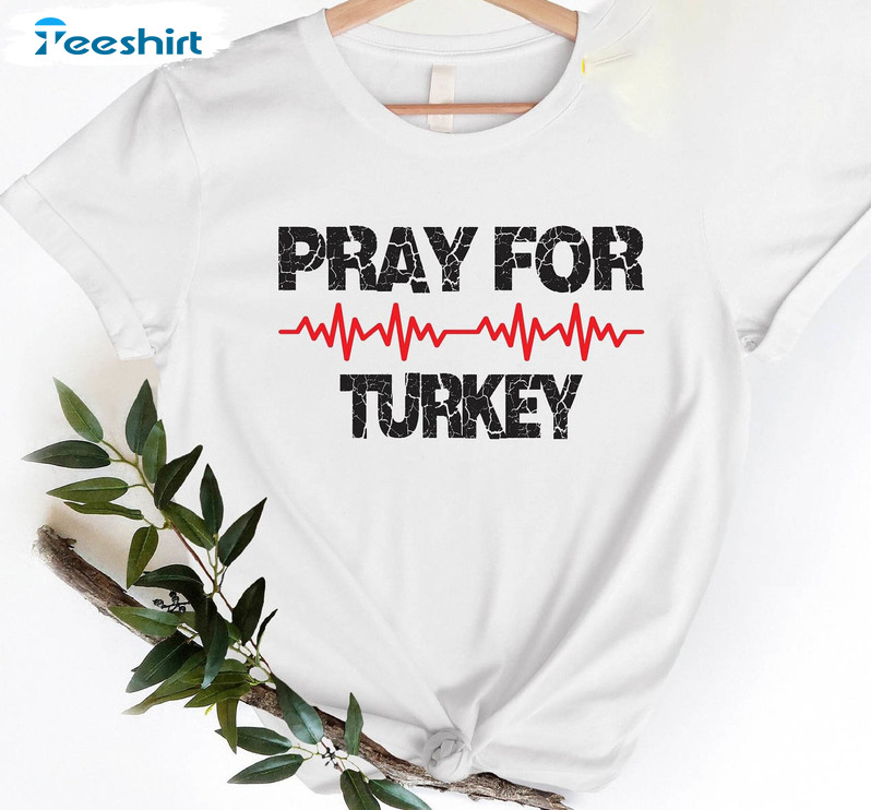 Pray For Turkey Vintage Shirt, Financial Support For Turkey Long Sleeve Unisex Hoodie