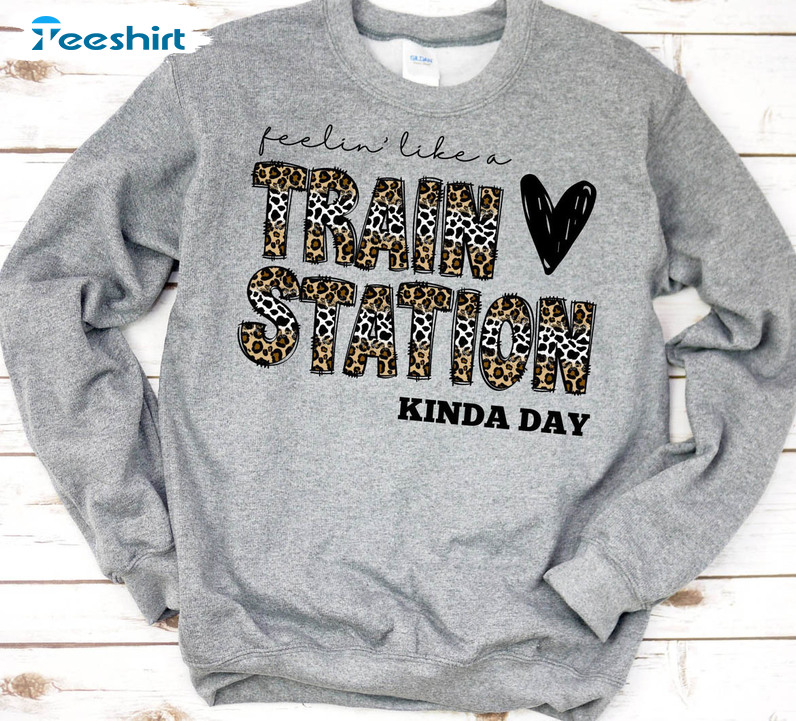 Feeling Like A Train Station Kinda Day Leopard Shirt, Western Took Em To The Train Station Unisex Hoodie