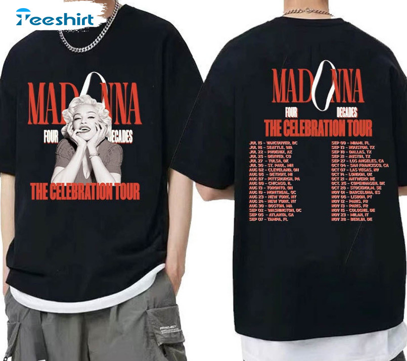 Madonna The Celebration Tour 2023 Vintage Shirt, Madonna Four Decades Unisex T-shirt Short Sleeve