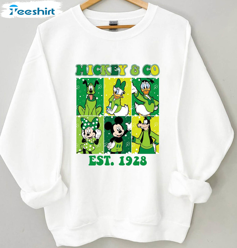 Mickey&Co St Patricks Day Shirt, Shamrock Disneyland Tee Tops Unisex Hoodie