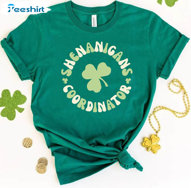 Shenanigans Coordinator Vintage Shirt, St Patricks Day Funny Tee Tops Short Sleeve