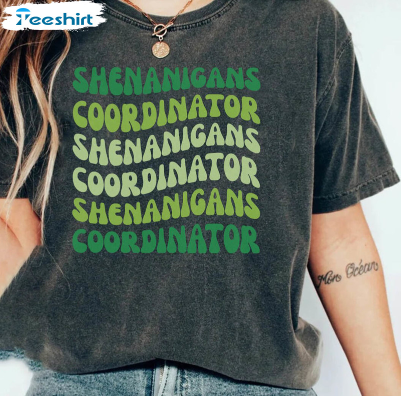 Shenanigans Coordinator Shirt, St Patricks Day Vintage Short Sleeve Tee Tops