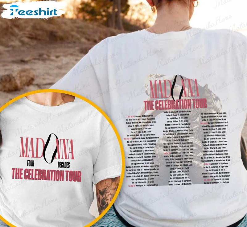 Madonna Queen Of Pop Shirt, Trendy The Celebration Tour 2023 Short Sleeve Crewneck