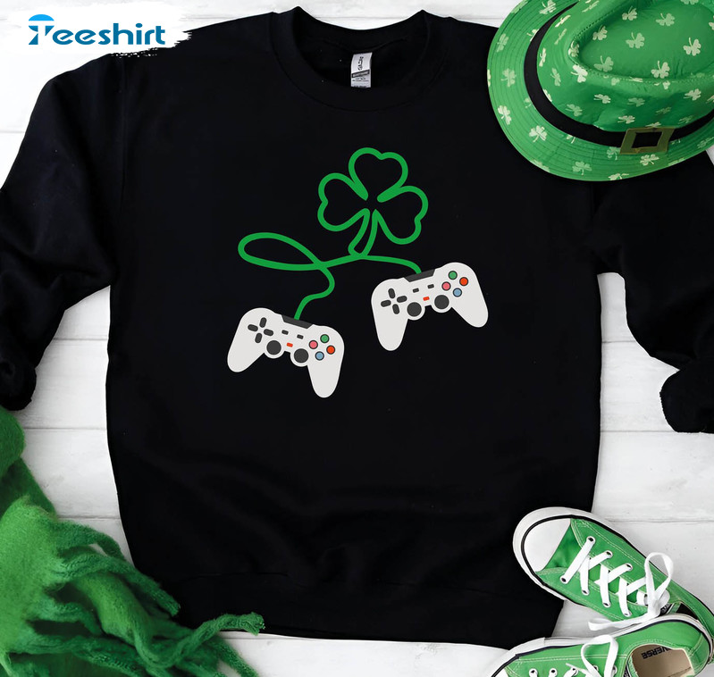 Video Game St Patricks Day Cute Shirt, Patricks Day Short Sleeve Sweater