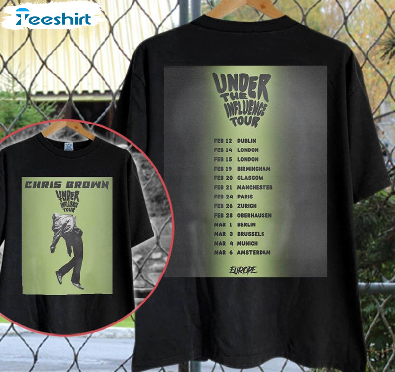 Chris Brown Under The Influence Tour Shirt, Music Tour 2023 Unisex T-shirt Short Sleeve