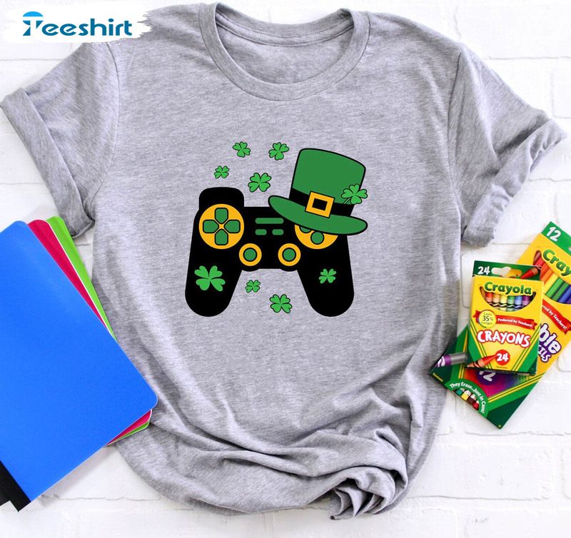 Video Game St Patricks Day Shirt, Funny St Patricks Day Long Sleeve Unisex T-shirt