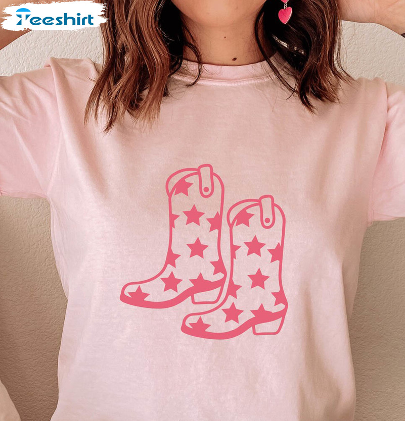 Cowgirl Boots Trendy Shirt, Cowgirl Disco Long Sleeve Sweatshirt