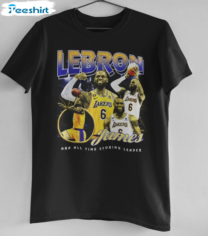 Lebron All Time Scoring Leader Trendy Shirt, Goat Los Angeles Lakers Bron Short Sleeve Tee Tops