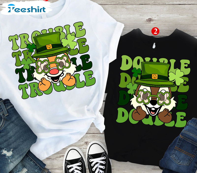 Chip And Dale St Patricks Day Shirt, Disneyy Shamrock Unisex Hoodie Long Sleeve