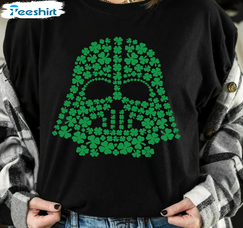 Star Wars Darth Vader Green Shamrocks Shirt, Trendy Disney Short Sleeve Tee Tops