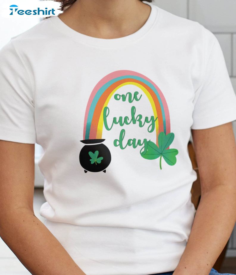 One Lucky Day Shirt, Vintage Shamrock St Patricks Day Tee Tops Unisex Hoodie