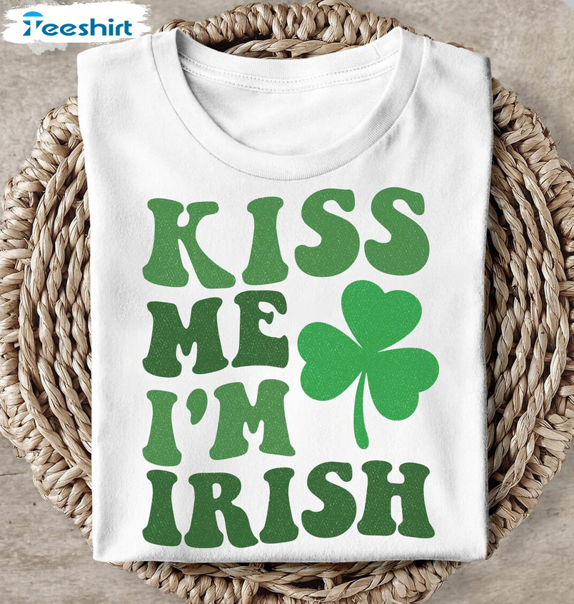Kiss Me I'm Irish Vintage Shirt, Lucky Shamrock Sweater Short Sleeve