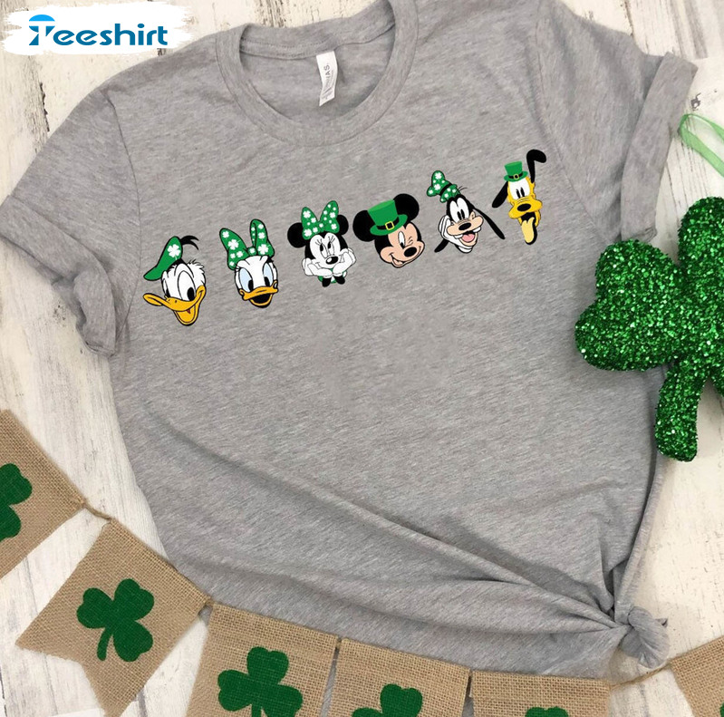 Disney Mickey And Friends St Patrick Day Shirt, Trendy Family Trip Disney Tee Tops Long Sleeve