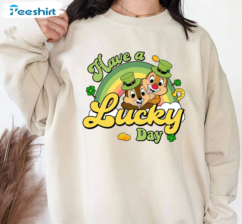 Disney Have A Lucky Day Shirt, Chip And Dale Cute Long Sleeve Sweater