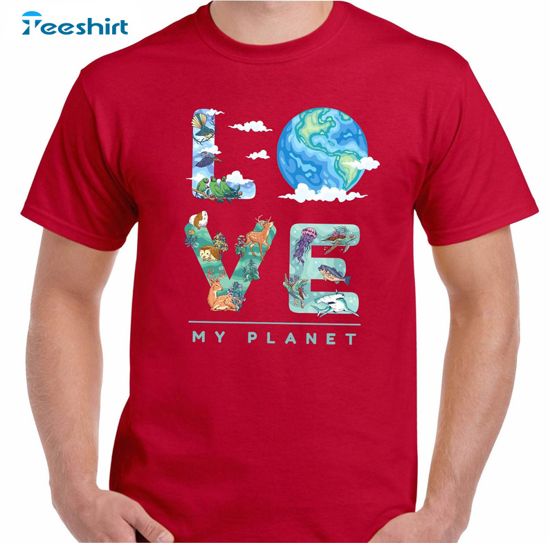 Love My Planet Cute Shirt, Vintage Earth Day Tee Tops Unisex Hoodie