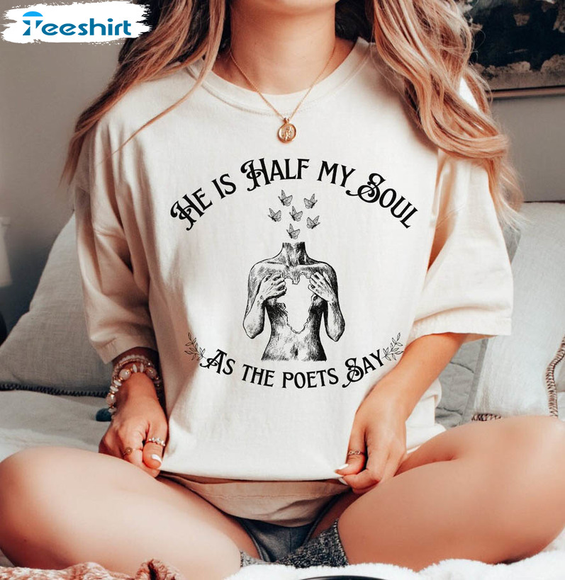 He Is Half My Soul As The Poets Say Shirt, Vintage Achilles And Patroclus Short Sleeve Sweater