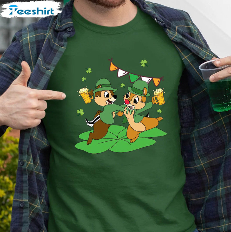 St Patricks Day Chipmunks Shirt, Chip And Dale Happy Patricks Day Unisex Hoodie Crewneck