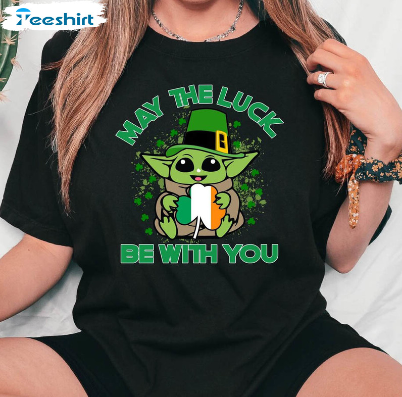 May The Luck Be With You Cute Shirt, St Patricks Day Star Wars Tee Tops Short Sleeve