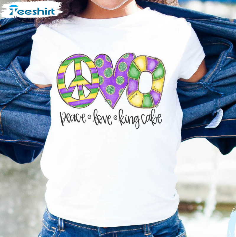 Peace Love Kingcake Vintage Shirt, Mardi Gras Long Sleeve Crewneck