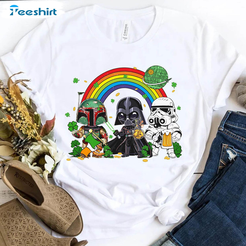 Darth Vader Boba Fett Stormtrooper Shirt, Funny St Patrick's Day Crewneck Unisex T-shirt