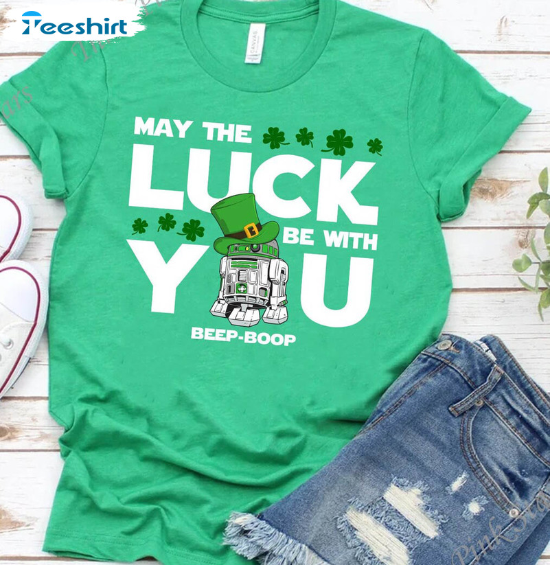 Star Wars May The Luck Be With You Trendy Shirt, Vintage Shamrock Lucky Crewneck Short Sleeve