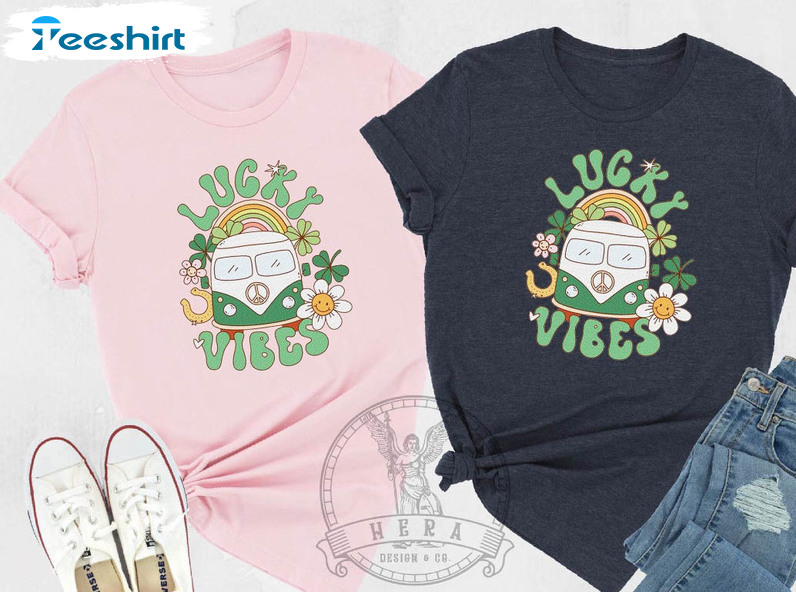 Lucky Vibes Vintage Shirt, St Patricks Day Long Sleeve Unisex T-shirt