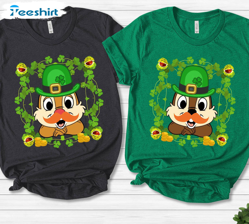 St Patricks Day Double Trouble Cute Shirt, Vintage Chip And Dale Crewneck Unisex T-shirt